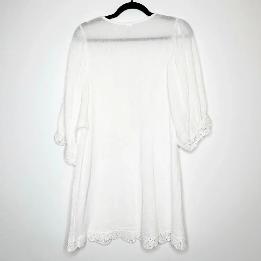 Eberyjey Lace Trim Tunic Women's White Size Small Medium